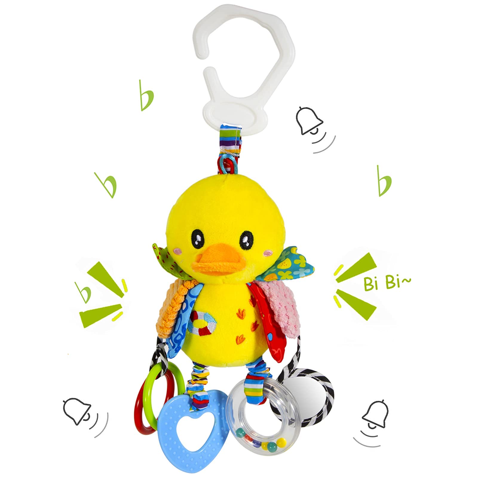 SNOWIE SOFT Baby Car Toys Stroller Plush Toy Yellow Duck Stuffed Hanging Rattle Toys Newborn Crib Bed Around Toy with Teether Rattle Sound for 0-3 Years Old SNOWIE SOFT Baby Car Toys Stroller Plush Toy Yellow Duck Stuffed Hanging Rattle Toys Newborn Crib Bed Around Toy with Teether Rattle Sound for 0-3 Years Old